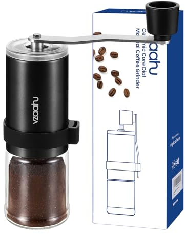 Vzaahu Manual Coffee Grinder,Adjustable Coarseness,Ceramic Conical Burr,Portable Mill for Home Office Travelling