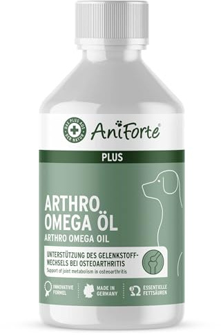AniForte Arthro Omega Öl für Hunde 250ml - bei Osteoarthritis, Hund Arthrose & Gelenkentzündung, Hund Gelenkschmerzen, 100% Naturöl für Hundegelenke statt Gelenktabletten