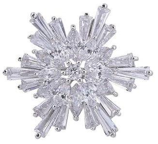Klare österreichische Kristalle Winter Schneeflocke Brosche Anstecknadel Elegant Weiß Kristall Brosche Pins für Frauen, Kupfer