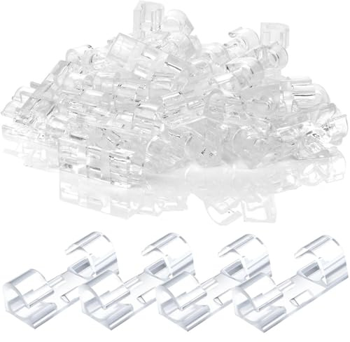 CPSYTE Grapas de Pared para Cables Eléctricos con Adhesivo, 50PCS Gestión de Cable Eléctrico, Clips de Cables para Cable de USB, TV, Cargador, Audio, para Cables en Hogar, Transparente, 10 mm