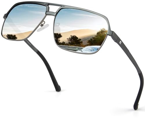 Bircenpro Polarisierte Sonnenbrille for Herren klassische - 100% UV Schutz Retro Schwarz Sonnenbrillen Polarisiert for Männer zum Fahren und Angeln