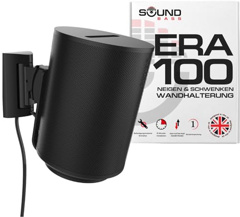 Sound Bass ERA100 Wandhalterung, neigbar & schwenkbar, Schwarz, 1 Stk. | Kompatibel mit Sonos ERA100 & ERA 100 SL, einfache Installation, Montageset inklusive