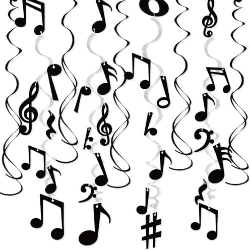 Musiknoten zum Aufhängen, 30 Stück, Musikausschnitt, Party-Dekorationen, Musikfolie, Wirbel, Spirale, Partygeschenke, Hochzeit, Babyparty, Geburtstag, Party, Wanddekoration, für Zuhause, Büro, Kinder,