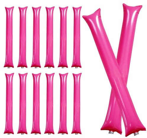 12 Pcs Thunder Sticks Thicken Team Spirit Boom Sticks Inflatable Cheerleading Cheering Sticks Clapper Plastic Noise Makers for Sporting Cheers Basketball Football Events Dance Party (Pink)