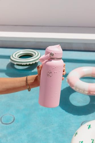 Liquid Flask 32 oz Stainless Steel Water Bottle -Hydro Vacuum Insulated Metal Thermo Flask Keeps Cold for 24 Hours, Hot for 12 Hours -BPA-Free Wide Mouth 4 LIDS per bottle 2 STRAWS (PINK MIST - 32oz)