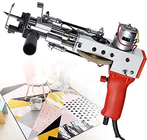 Pistolet à touffeter électrique pour tapis, kit de flocage, pistolet à touffeter à poils coupés, 5 à 40 points/s, hauteur de tapis réglable de 7 à 19 mm, outils de fabrication de tapis, noir (rouge)