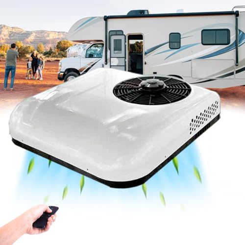 Aredwhiterui ClimatiseurDC RV 7500 BTU, Climatiseur De Stationnement – ​​Refroidissement Rapide 3s, Télécommande, Démarrage en Un Clic, Unité De Climatisation Universelle pour Camion/Bus,12V