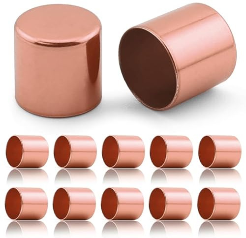 Ganzoo Endkappen aus Metall rosegold, 10er Set, für 10mm PPM Seil/Tau, Maße Innen 9,8 mm außen 10,1 mm Höhe 9,8 mm, Kordelende Abschluss als Endstopfen für Hundeleine Halsband Schmuck