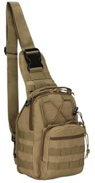 HMHOOXU Vielseitiger Outdoor-Brusttasche, Sling-Rucksack, Herren, Wanderrucksack, Nylon, Jagd, Angeln, Wandern, Schultertasche, braun, one size