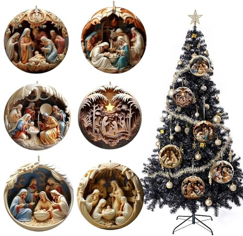 6 PCS Nativity Scene Set Nativity Tree Decorations Christmas Nativity Sets Birth of Jesus Christian Ornaments for Religious Ornament Nativity Figure for Christmas Nativity Figures
