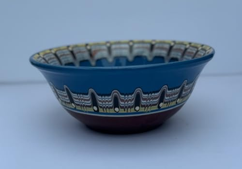 Honey Planet Troyan Pottery - Ensaladera de cerámica, grande, color azul