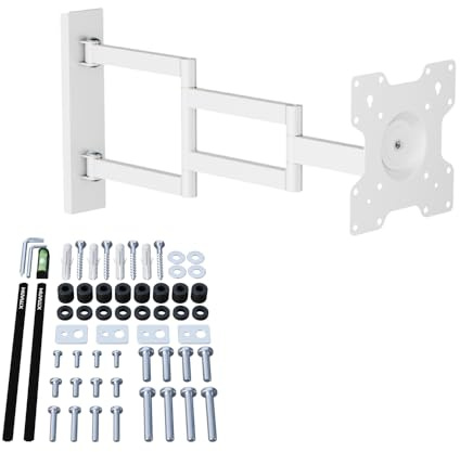 XTRARM Axis XL 70 cm TV Wandhalterung, Langer Schwenkarm Wandabstand bis 70 cm, ausziehen, schwenken, drehen, neigen, rotieren, TV ca. 27-55 Zoll – 25 kg, bis VESA 200x200mm, TV-Halterung weiß