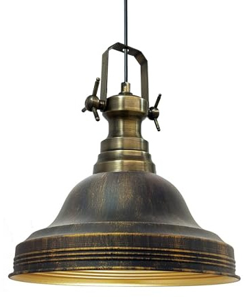 bamyum Ulmete Hängelampe Industrial Vintage Ø30cm Metall, Kupferfarbe Hängelampe Wohnzimmer Küchenlampe Hängend E27, Pendelleuchte Esstisch Vintage Industrial, Esszimmerlampe, Deckenlampe Wohnzimmer