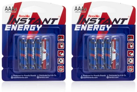 Roselle Instant Energy - Batterie AAA LR03/AM4/1,5 V, confezione da 8