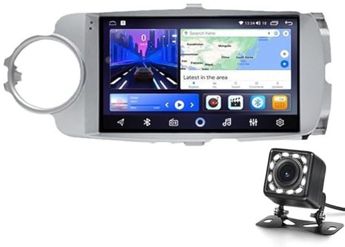 9 Inch Portable Car Stereo For Yaris 2012-2017 LHD With Wireless Carplay Android Auto, Touchscreen Car Stereo With Live Navigation,Voice Control, Mirror Link,FM RSD Bluetooth 5.0, 5G(Size:6G+128G)