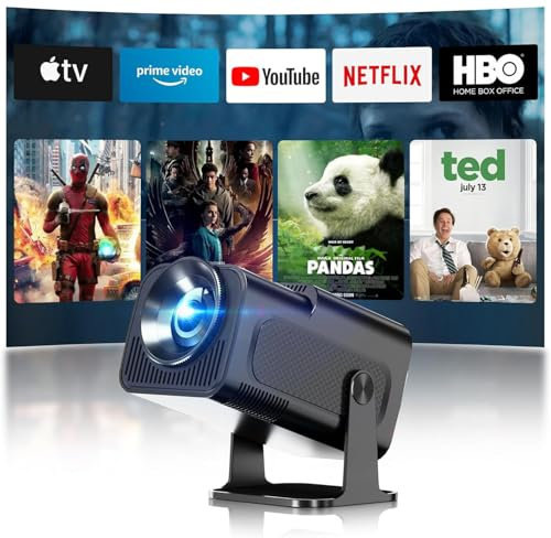 Portable Mini Projector with WiFi 6 and Bluetooth 5.0, Automatic Keystone Correction, 4K 1080P Support, 180° Rotatable for Bedroom Home Outdoor Movies