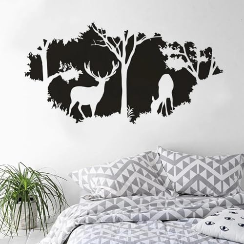 YOZYOOOZ Autocollant mural thème forêt, décoration d'intérieur, cerf sauvage, chasse en forêt