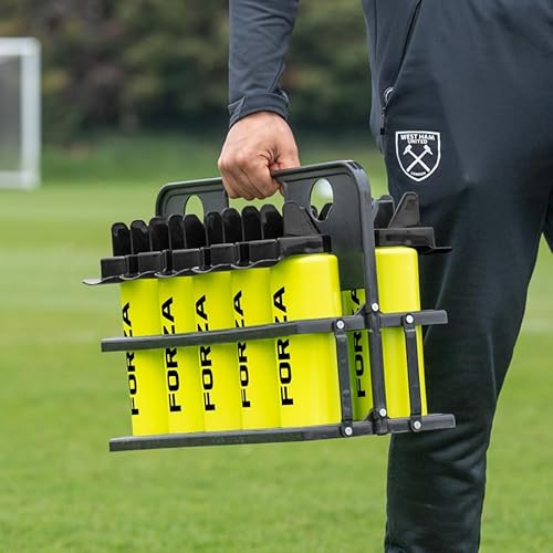 FORZA Borracce Sportive Da 1L | Borracce Sportive Senza BPA Con Beccuccio Senza Contatto - Ideali Per Le Squadre Sportive (Giallo, Pacco Da 10 + Portaborracce)