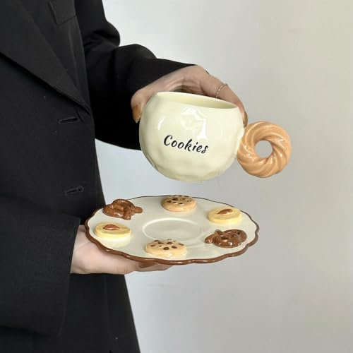 Biscuit Coffee Cup Ceramic Design Latte Cup New Afternoon Tea Hand-painted Cup Mug Plate Set
