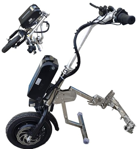 Dispositivo de tracción para silla de ruedas de 500 W (manillar y estabilizadores mejorados), 3 velocidades, con luz delantera y amortiguador,batería de 48 V, 15/17 Ah, autonomía de 60/70 km,B15Ah