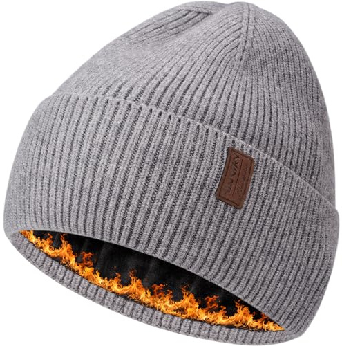 YANIKY Bonnet d'hiver pour Homme et Femme avec Doublure en Polaire - Bonnet d'hiver Doux et Chaud - Bonnet en Tricot épais pour Le Ski et Les activités de Plein air