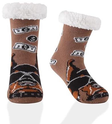 HERYEBING Kuschelsocken für Jungen und Mädchen Flauschige Warm Dicke Plüsch Winter Hüttensocken Stoppersocken Weihnachtssocken Bettsocken Anti Rutsch Socken Kinder Dobermann‌ 9-12 Jahre (L)