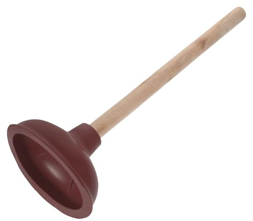 ULTECHNOVO Desatascador Portátil para Inodoro Mango de Madera de 14 Pulgadas y Copa de Goma de Alta Presión para Eliminar Obstrucciones en Baño y Hogar