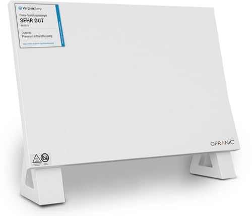 OPRANIC P5 Premium Infrarotheizung | 5 Jahre Garantie | Infrarot Wandheizung, Infrarotheizung Deckenmontage, Standgerät, Mobile Heizung (Weiß 900 Watt) (Mit Standfüßen, 300 Watt)