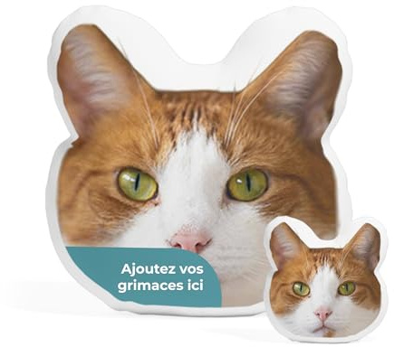 Cimpress Coussin Personnalisé Imprimé avec Visage de Chat, 63 × 73 cm, Grand Coussin Décoratif, Idée Cadeau Originale pour Un Anniversaire, pour Amis ou Proches, Décoration d’Intérieur Unique