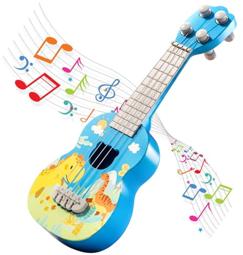 Kids Guitar, Dinosaur Park Design Toy Guitar for Children Ages 2-6, with 4 Adjustable Strings Mini Children Musical Instruments,for Early Learning, Guitar for Toddlers Beginners