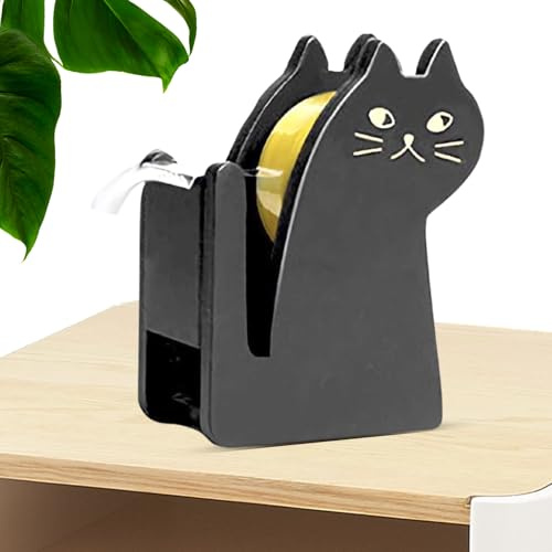 Klebebandabroller – Cartoon-Katze-Klebebandschneider Aus Holz, Funktionaler Schreibtisch-Organizer, Niedlicher Klebebandhalter | Schlafsaal, Wohnzimmer, Küche, Arbeitszimmer, Klassenzimmer, Schreibwar