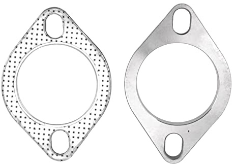 Akozon Kit di Collegamento Flangia di Scarico da 2 Pezzi con 2 Bulloni da,5 Pollici - Flangia di Scarico e Guarnizione Universale in Acciaio Inossidabile per Downpipe, Catback, Collettori,