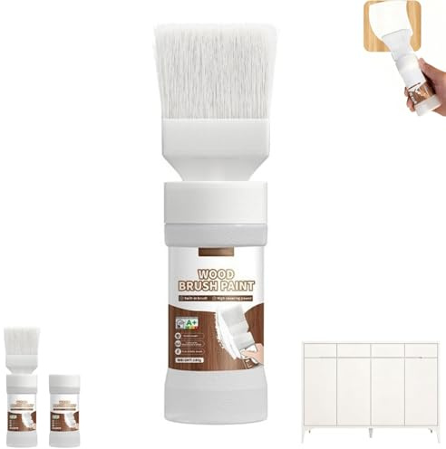 2-in-1 Wood Refinishing Paint Brush,White Touch Up Paint Brush Wall Repair Tool,Cabinet Paint No Sanding Or Priming,High-Density Bristles for for Furniture,Cabinets,Wood,Metal,Doors (White)