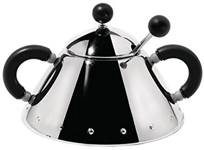 Alessi - Zuckerdose mit Löffel - Farbe: Schwarz - Edelstahl - Michael Graves