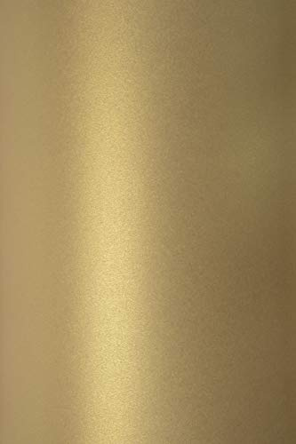 Netuno 10x Bastelkarton Perlmutt-Altgold DIN A4 210x 297 mm 230g Sirio Pearl Gold Perlglanz-Karton Metallic-Effekt Perlmutt-Karton Gold glänzend für Hochzeits-Einladungen Geburtstags-Einladungen