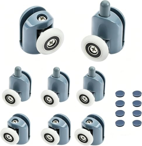 YUANQIAN Duschtürrollensatz, Grau, 8 Einzelrollen für Duschtüren, 20 mm Durchmesser, Ersatzteile
