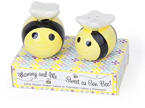 PETSOLA Salt and Pepper Shakers Set with Pour Holes - Yellow Ceramic Bee for Gift, Wedding Favours