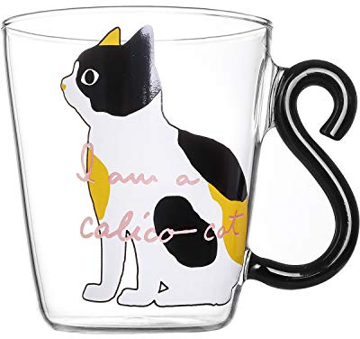 IBLUELOVER Tasse en Verre Mug Original Chat Mignon Tasse Transparent Tasses à Café Thé Lait Expresso Cappuccino Créatif Chat Queue Poignée Tasses Style Japonaise Cadeau de Noël Anniversaire