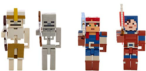 Minecraft Dungeons coffret Bataille de la Forge en Feu, 4 figurines articulées, jouet d’action et d’aventure pour enfant inspiré par le jeu vidéo, GWC03