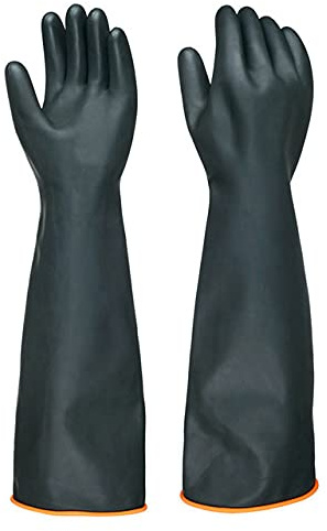 HYGJ Fututech 55 cm Schutzhandschuhe aus verdicktem Gummi für Industrie, Chemische Gartenarbeit, Fischerei, Bergbau, Landwirtschaft, Säure- und Alkalibeständigkeit (2 Paar)