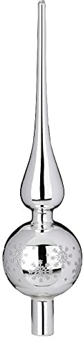 Inge-glas Magic Christbaumspitze Ornament Glas 28cm (Frosty Silver Glanz)