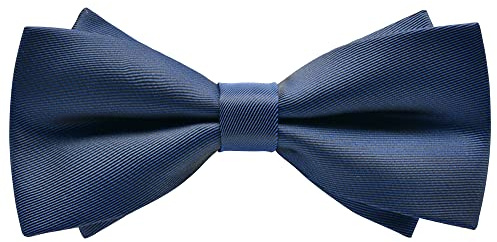 WANYING Herren Vorgebundene Fliegen Schleife Batwing Bowtie mit Hakenverschluß Verstellbar 12×6cm - Einfarbig Dunkelblau
