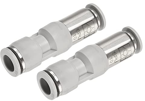 sourcing map 2 Stück Rückschlagventil 10 mm Innendurchm. Inline Luftschlauch Verschraubung zum Pneumatischen Schnellanschluss Anschließen für Vakuum Luftkompressorpumpe