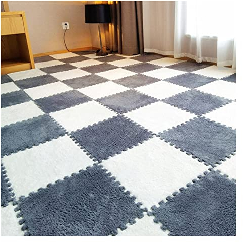 FYYSJW Plüsch-Puzzle-Schaumstoff-Bodenmatte, Weiche, Flauschige, Ineinandergreifende Schaumstofffliesen, Tatami-Teppiche, 30,5 X 30,5 cm Teppichquadrate Für Das Schlafzimmer Zu Hause, Cp 7,16 Pcs