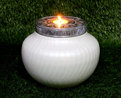 Esplanade Metal Tealight Cremation Urn,White 8 Inches