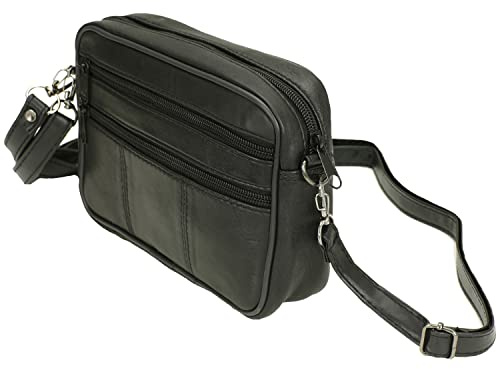 Sotala Herren Handgelenktasche Handtasche Tasche Echt Leder Geld Bag Umhängetasche mit Schultergurt Dokumententasche Handschlaufe Schwarz