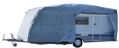 GreenYard® Wohnwagen Abdeckplane mit Reflektorstreifen | Größe XL 670 x 250 x 220 cm | Camping Schutzhülle | Reflektoren | Schutz vor Staub und Nässe | wasserabweisend und atmungsaktiv | langlebig
