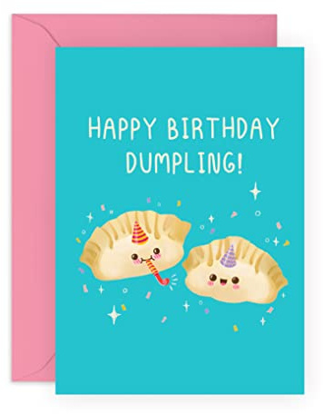 CENTRAL 23 Bästa vännens födelsedagskort – grattis på födelsedagen dumpling – söta gratulationskort för män kvinnor – matleksaker – födelsedagskort för fru make pojkvän flickvän – levereras med roliga klistermärken