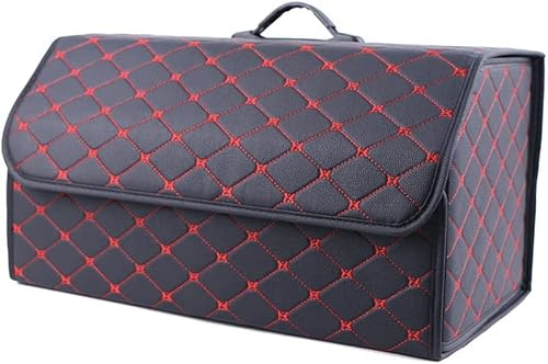 LWYA Auto Kofferraum Leder Organizer Box, für Mazda CX-3 CX-5 CX-7 CX-8 CX-9 MX-5 Mazda 6 TENZA Mazad 6, Kofferraum Storage Box Wasserdicht Leder Faltbare Aufbewahrung Zubehör,D/BlackRed