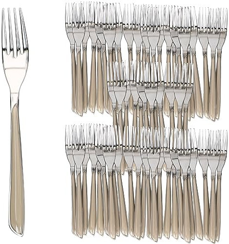 Ritzenhoff & Breker Beauty - Set di 60 forchette da menù, per 60 persone, in acciaio inox lucido e plastica, per colazione, pranzo, caffè e pane da sera, per casa, hotel, gastro, ecc.